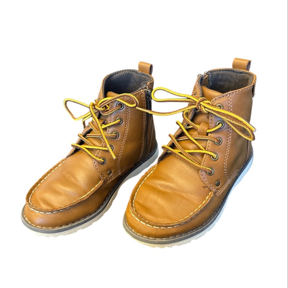Crevo Tan Kids Boots with Yellow Laces